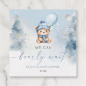 We Can Bearly Wait Winter Teddy Bear Baby Shower Bedankjes Labels (Achterkant)