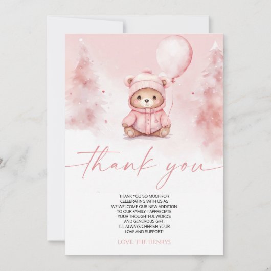We Can Bearly Wait Winter Teddy Bear Baby Shower Bedankkaart (Voorkant)