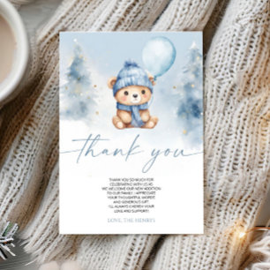 We Can Bearly Wait Winter Teddy Bear Baby Shower Bedankkaart