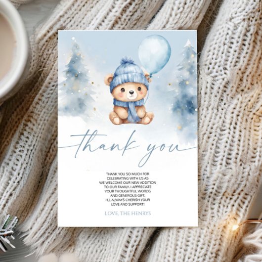 We Can Bearly Wait Winter Teddy Bear Baby Shower Bedankkaart