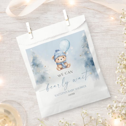 We Can Bearly Wait Winter Teddy Bear Baby Shower Bedankzakje (Geknipt)