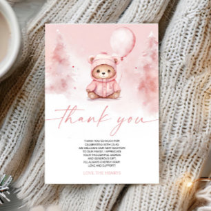 We Can Bearly Wait Winter Teddybeer Babyshower Bedankkaart