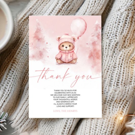 We Can Bearly Wait Winter Teddybeer Babyshower Bedankkaart