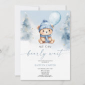We Can Bearly Wait Winter Teddybeer Babyshower Kaart (Voorkant)