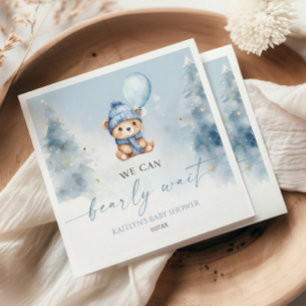 We Can Bearly Wait Winter Teddybeer Babyshower Servet