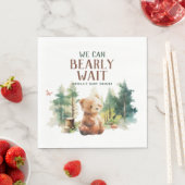 We Can Bearly Wait Woodland Baby Shower Napkins Servet (Insitu)