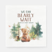 We Can Bearly Wait Woodland Baby Shower Napkins Servet (Voorkant)