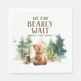 We Can Bearly Wait Woodland Baby Shower Napkins Servet