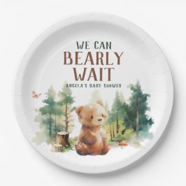 We Can Bearly Wait Woodland Baby Shower Plates Papieren Bordje