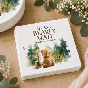 We Can Bearly Wait Woodland Baby Shower Servetten
