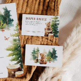 We Can Bearly Wait Woodland Diaper Raffle Cards Informatiekaartje