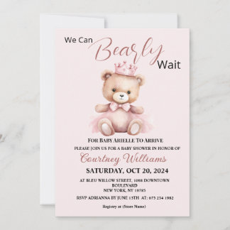 We Can Bearly WaitBaby Shower Invitation Kaart