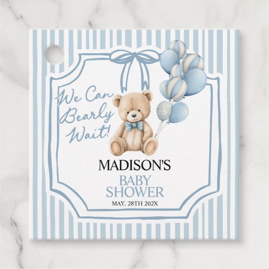 We Can Beary Wait, Baby Shower  Bedankjes Labels (Voorkant)