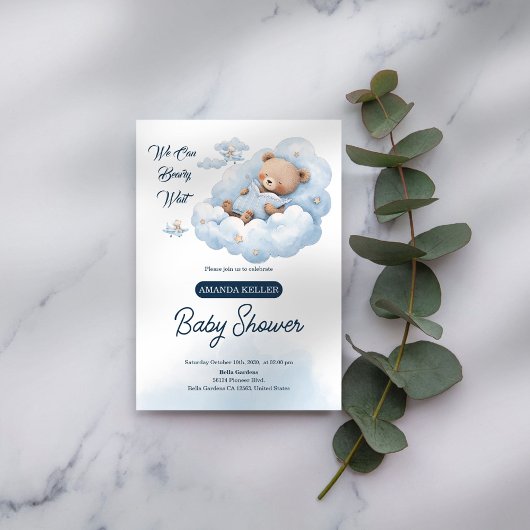 We Can Beary Wait - Schattige blauw Beer Baby show Kaart
