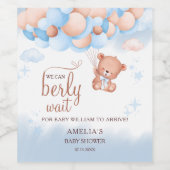 We Can Berly Wait Teddy Bear Baby Shower Wijn Etiket (Enkel label)