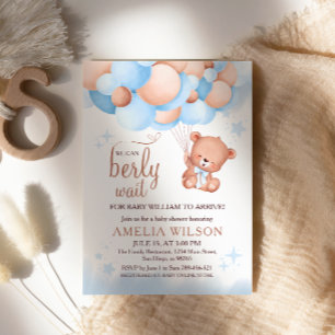 We Can Berly Wait Teddy Bear Balloons Blauw Baby Kaart