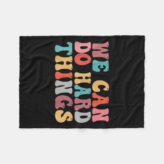 We Can Do Hard Things Groovy Retro Motivational Qu Fleece Deken (Voorkant (Horizontaal))