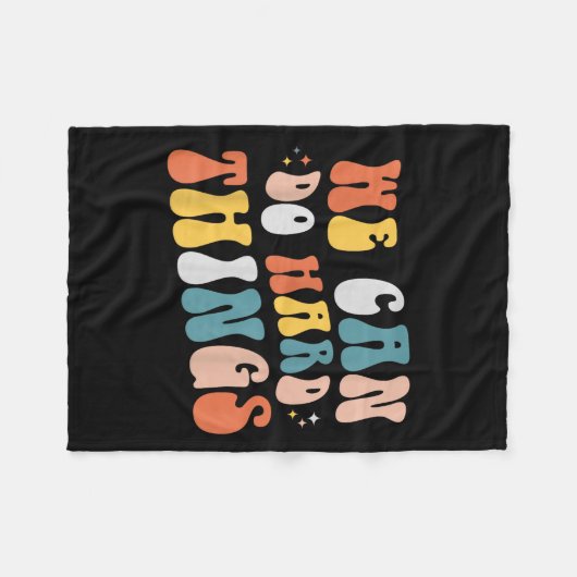 We Can Do Hard Things Motivational Teacher Wavy Fleece Deken (Voorkant (Horizontaal))