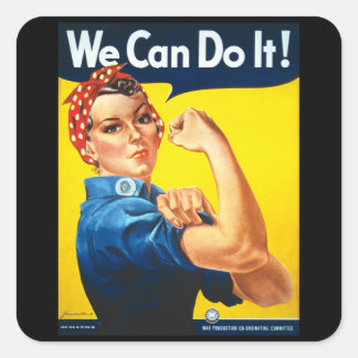 We can do it retro vintage poster vierkante sticker