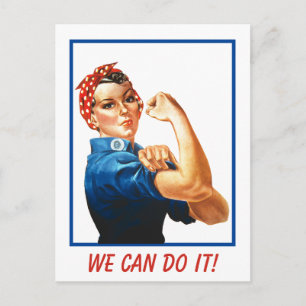 We Can Do It Rosie Riveter Vrouwen Macht WWII Oorl Briefkaart