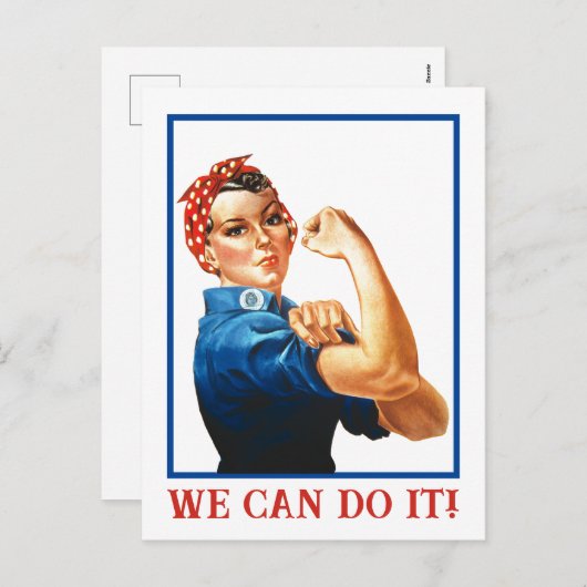 We Can Do It Rosie the Riveter Women Power WWII Feestdagenkaart (Voorkant / Achterkant)