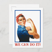 We Can Do It Rosie the Riveter Women Power WWII Uitnodiging Briefkaart (Voorkant / Achterkant)