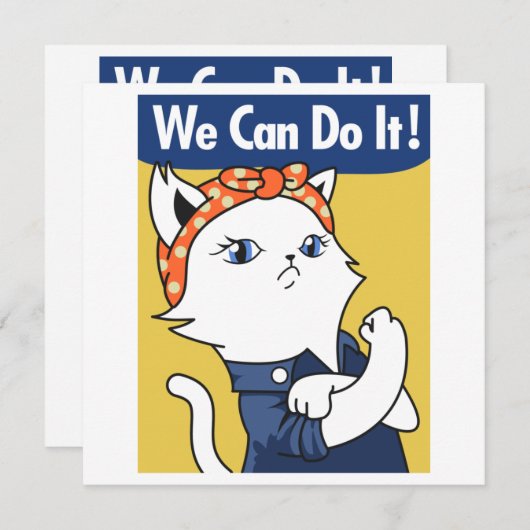 We Can Do It! White Cat Rosie the Riveter (Voorkant / Achterkant)