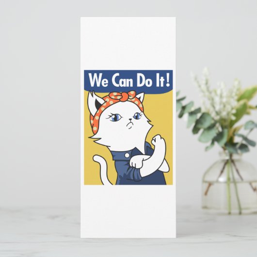 We Can Do It! White Cat Rosie the Riveter (Staand voorkant)