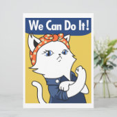 We Can Do It! White Cat Rosie the Riveter (Staand voorkant)