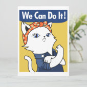 We Can Do It! White Cat Rosie the Riveter (Staand voorkant)