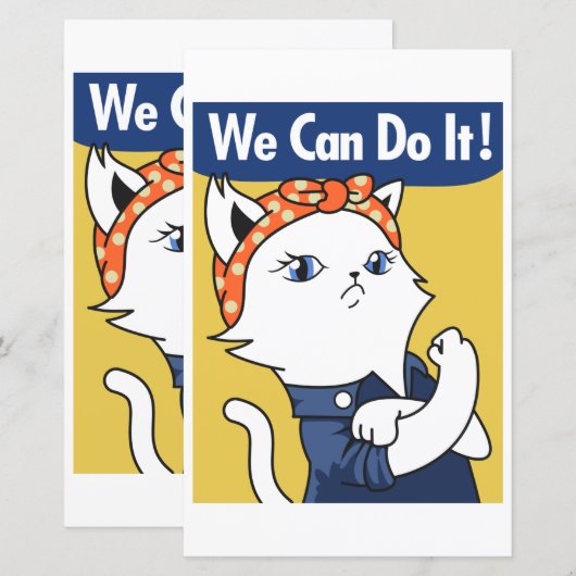 We Can Do It! White Cat Rosie the Riveter (Voorkant / Achterkant)