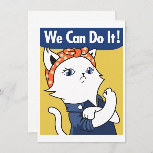 We Can Do It! White Cat Rosie the Riveter (Voorkant / Achterkant)
