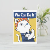 We Can Do It! White Cat Rosie the Riveter (Staand voorkant)