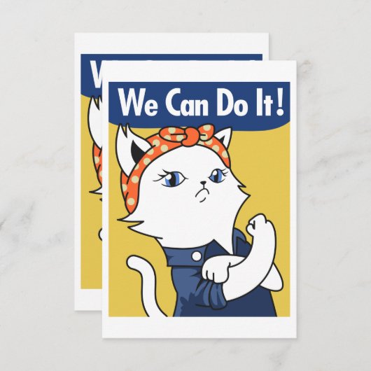 We Can Do It! White Cat Rosie the Riveter (Voorkant / Achterkant)