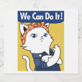 We Can Do It! White Cat Rosie the Riveter Bier Etiket (Enkel label)