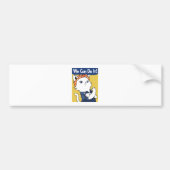 We Can Do It! White Cat Rosie the Riveter Bumpersticker (Voorkant)