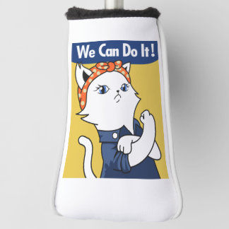 We Can Do It! White Cat Rosie the Riveter Golfheadcover