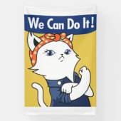 We Can Do It! White Cat Rosie the Riveter Spandoek (Verticaal)