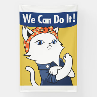 We Can Do It! White Cat Rosie the Riveter Spandoek