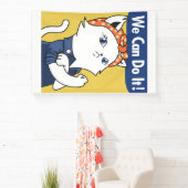 We Can Do It! White Cat Rosie the Riveter Spandoek (Insitu)