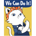 We Can Do It! White Cat Rosie the Riveter Staand Fotobeeldje<br><div class="desc">"We Can Do It!" is an American World War II wartime poster produced by J. Howard Miller in 1943 for Westinghouse Electric as an inspirational image to boost female worker moral. The poster was little seen during World War II. It was rediscovered in the early 1980s and widely reproduced in...</div>