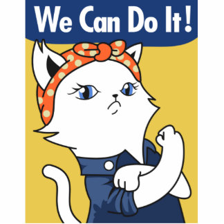 We Can Do It! White Cat Rosie the Riveter Staand Fotobeeldje