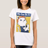 We Can Do It! White Cat Rosie the Riveter T-shirt (Voorkant)