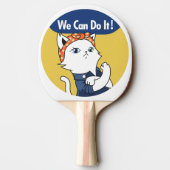 We Can Do It! White Cat Rosie the Riveter Tafeltennisbatje (Achterkant)