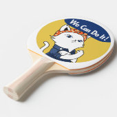 We Can Do It! White Cat Rosie the Riveter Tafeltennisbatje (Voorkant Gekanteld)