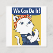 We Can Do It! White Cat Rosie the Riveter Vierkante Visitekaartje (Achterkant)