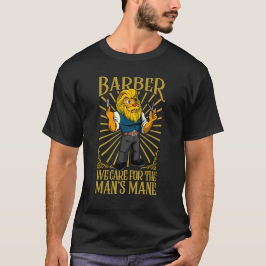 We care for the man's mane  Barber T-shirt (Voorkant)