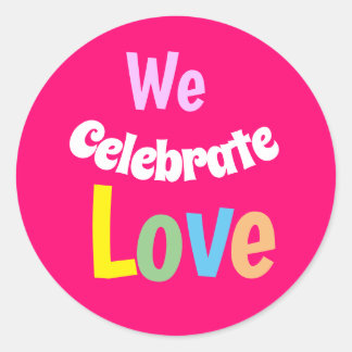 WE Celebrate Love Hand Fan Table Tent Sign Round Ronde Sticker