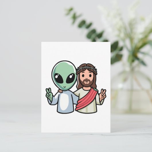 We come in peace briefkaart (Staand voorkant)