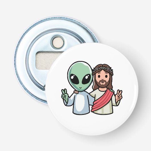 We come in peace button flesopener (Voorkant)